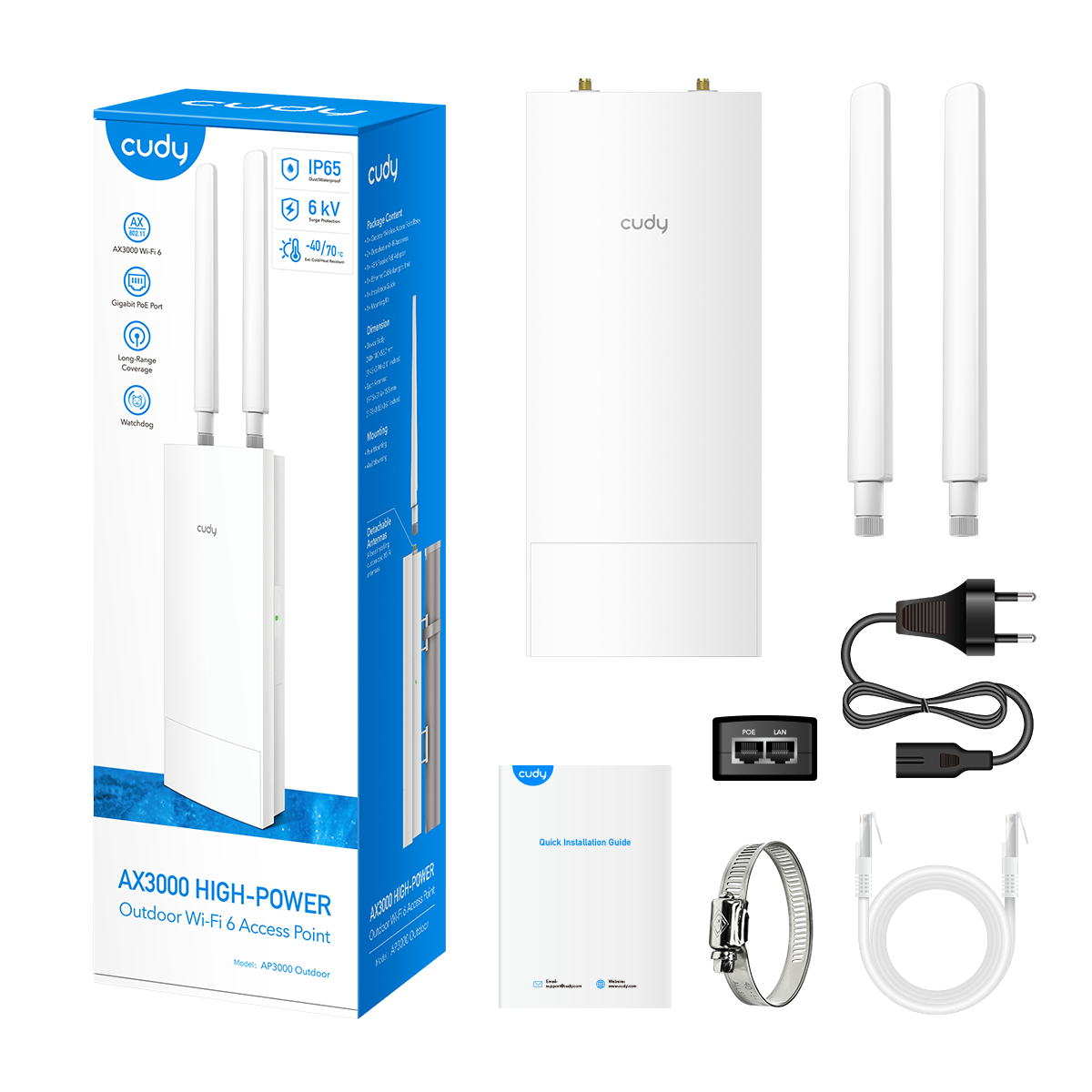 Indoor/Outdoor AX3000 High-Power Wi-Fi 6 Access Point, AP3000 Outdoor ...