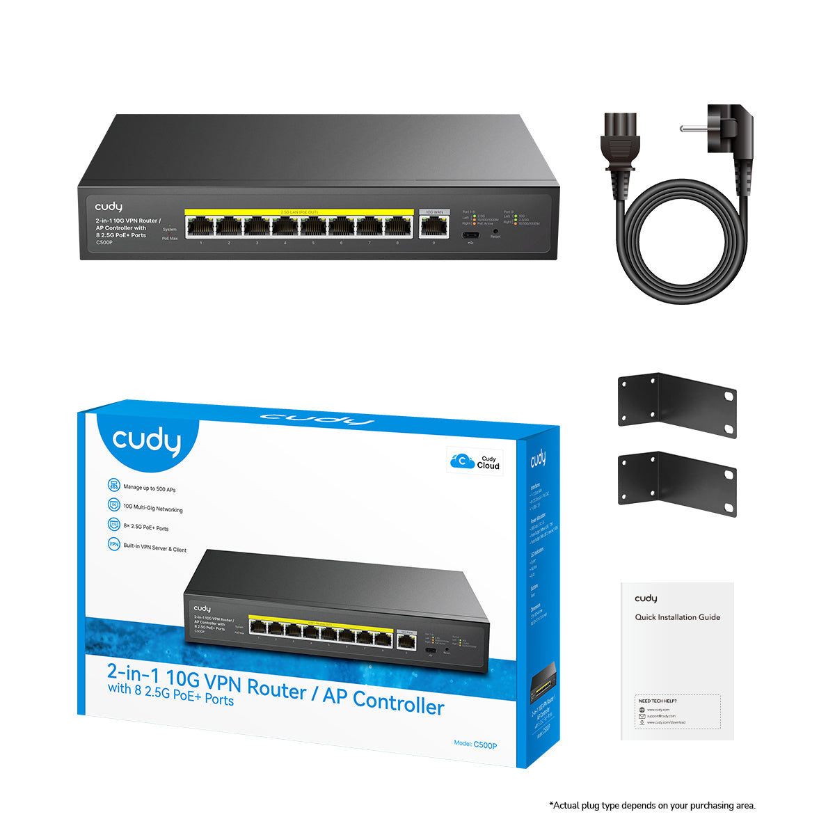 נתב VPN/בקר AP רב-ג'יגה-ביט 2 ב-1 עם 8 יציאות PoE+, C500P 1.0