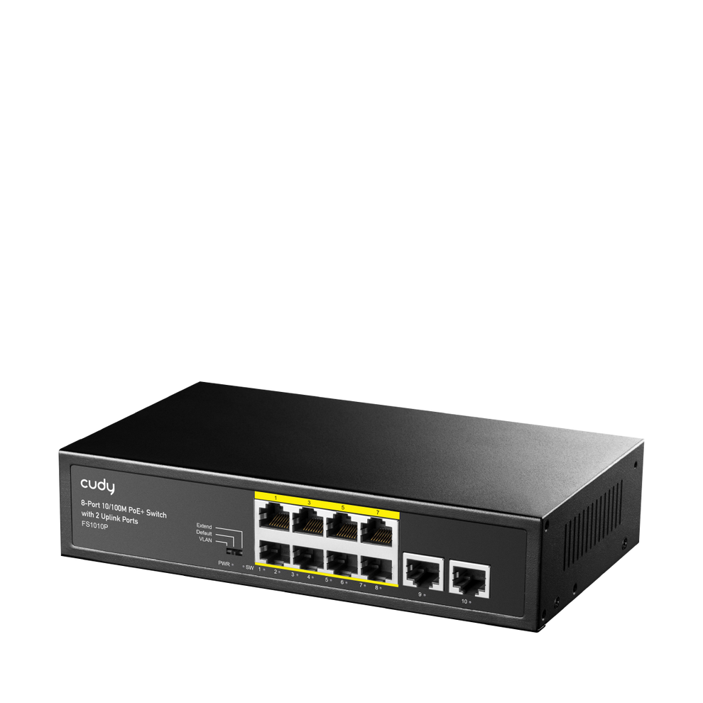 8-FE PoE Switch with 2 Uplink FE, FS1010P 2.0 – Cudy