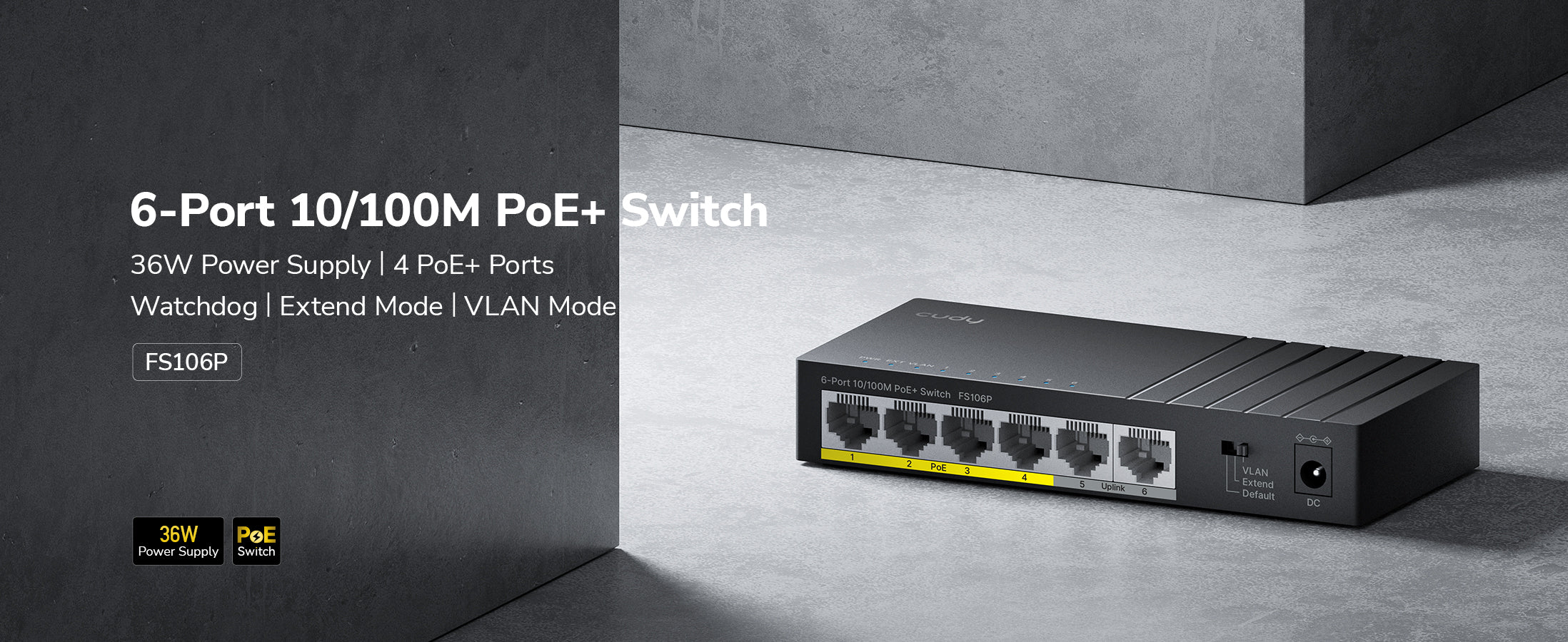 6-Port 10/100M PoE+ Switch, FS106P 1.0 – Cudy