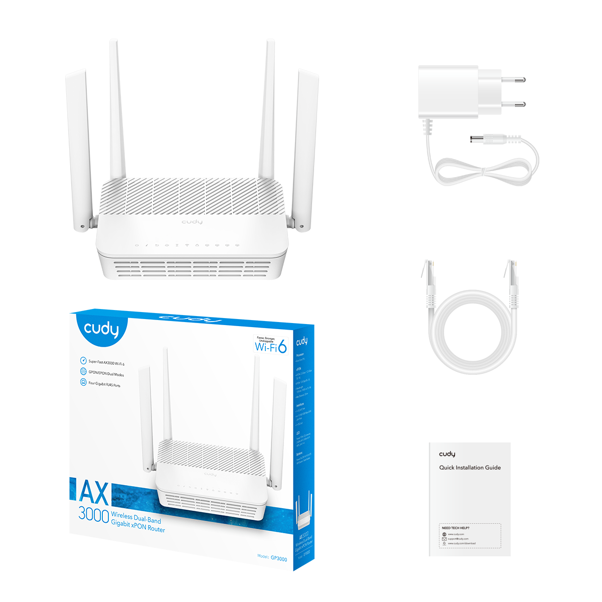 AX3000 Wireless Dual-Band Gigabit xPON Router, GP3000 1.0 – Cudy