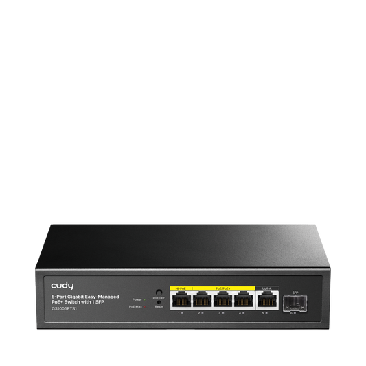 5-Port Gigabit Easy-Managed PoE+ Switch with 1 SFP, GS1005PTS1 5.0