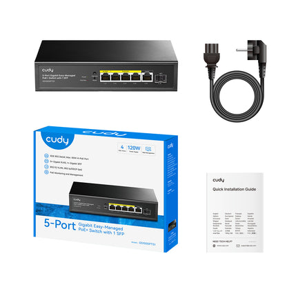 5-Port Gigabit Easy-Managed PoE+ Switch with 1 SFP, GS1005PTS1 5.0