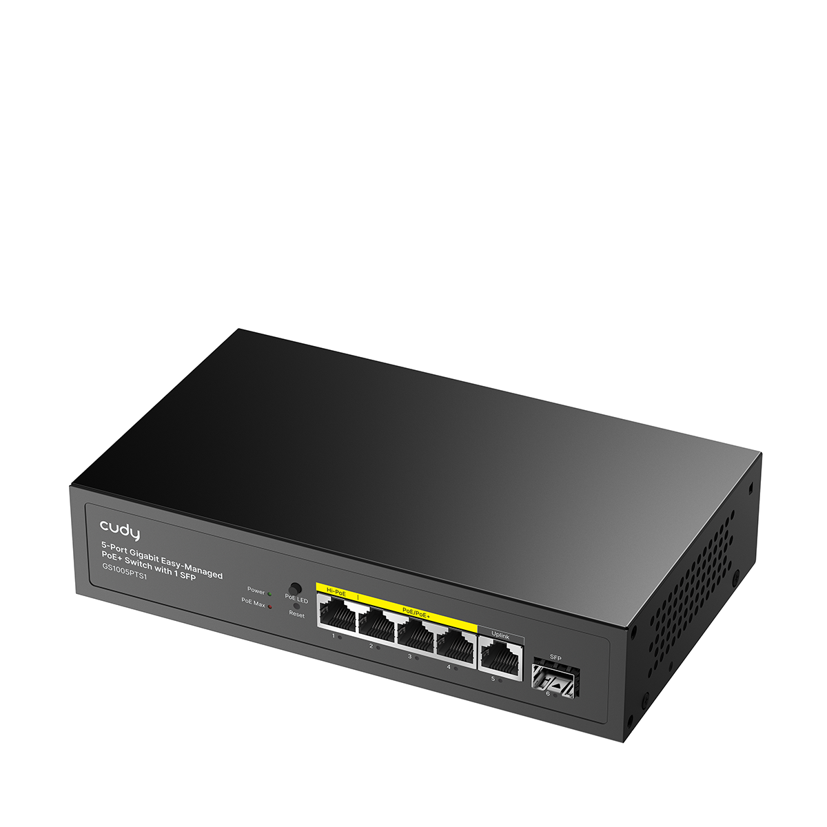 5 Portlu Gigabit Kolay Yönetilebilir PoE+ Anahtar, 1 SFP ile, GS1005PTS1 5.0