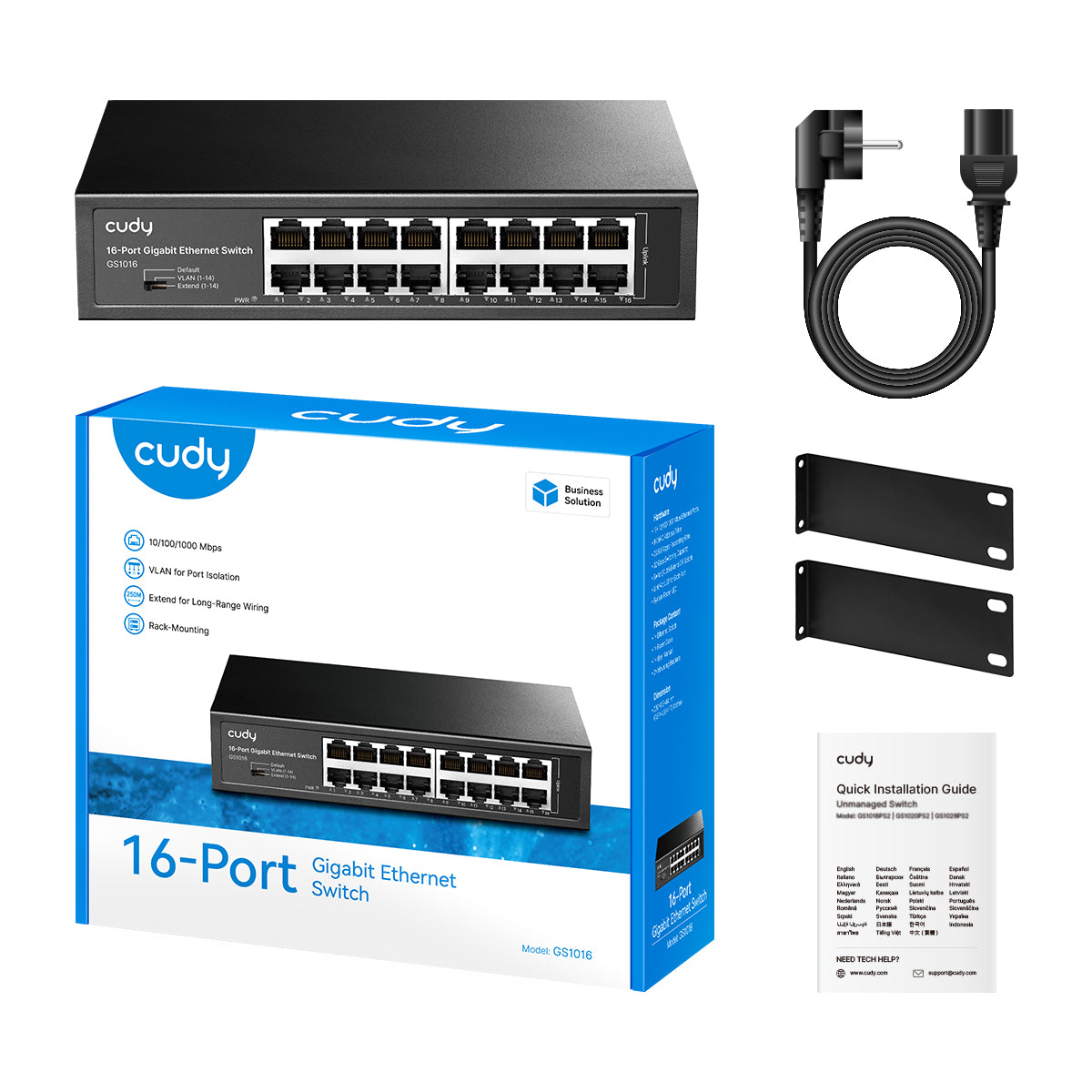 16 portos gigabites nem menedzselt switch, GS1016 5.0