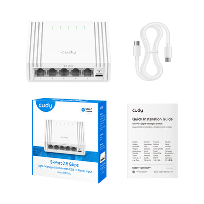 5-Port 2.5G Light-Managed Switch with USB-C Power Input, HS105U 1.0