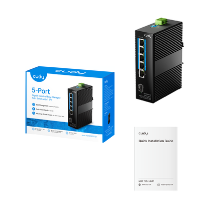 5-Port Gigabit Industrial Easy-Managed PoE+ Switch with 1 SFP, IG1005EPTS1 1.0