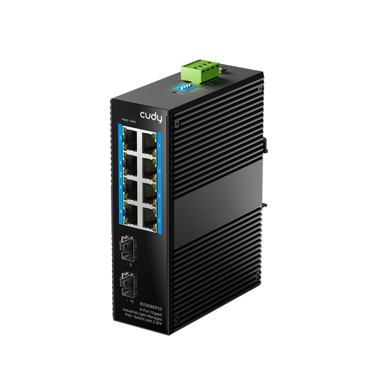 8-Port Gigabit Industrial Light-Managed PoE+ Switch with 2 SFP, IG1008EPS2 1.0