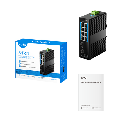 8-Port Gigabit Industrial Easy-Managed PoE+ Switch with 2 SFP, IG1008EPS2 1.0