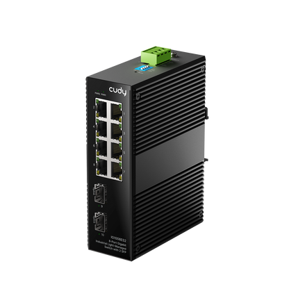 Commutateur industriel Gigabit 8 ports avec 2 emplacements SFP, IG1008ES2 1.0