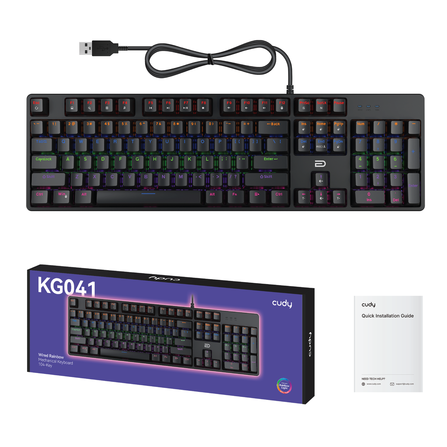 Wired Rainbow Mechanical Keyboard, KG041 1.0