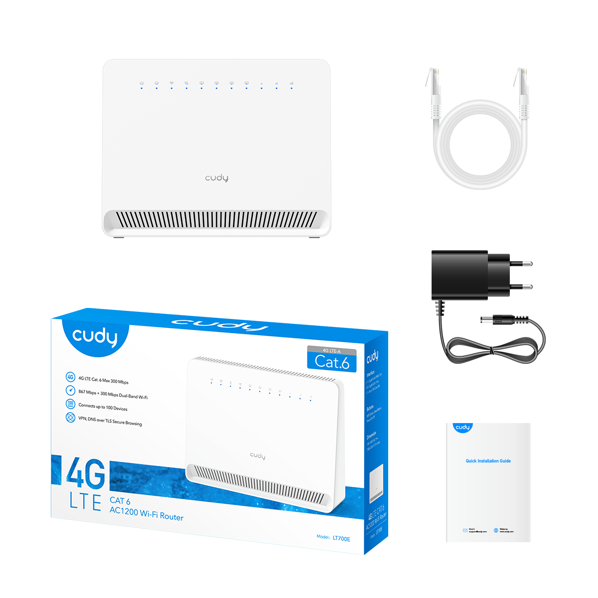 4G Cat 6 AC1200 Wi-Fi Router, LT700E 1.0 – Cudy