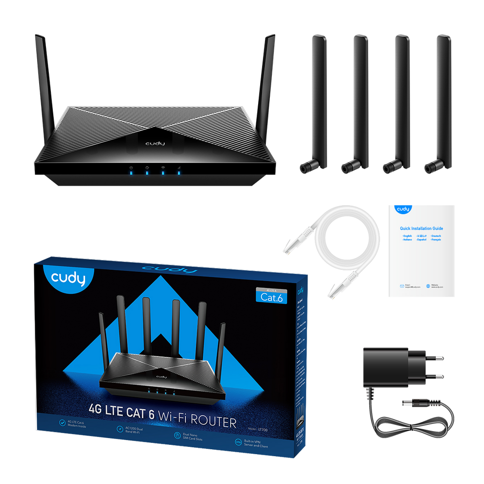 4G Cat 6 AC1200 Wi-Fi Router, LT700 1.0 – Cudy