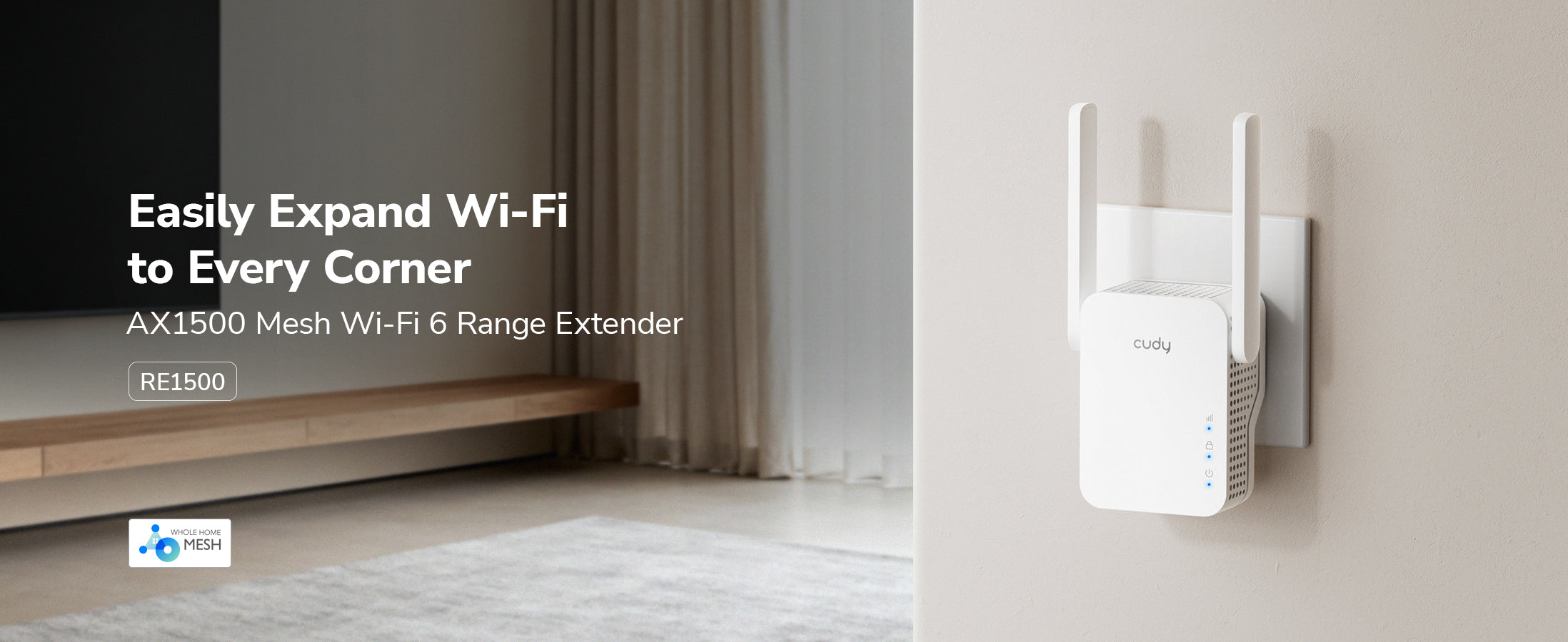 AX1500 Mesh Wi-Fi 6 Range Extender, RE1500 2.0 – Cudy