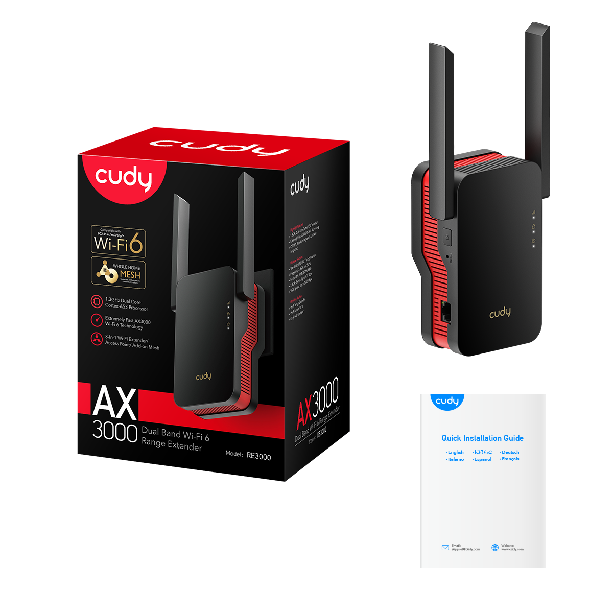 AX3000 Mesh Wi-Fi 6 Range Extender, RE3000 1.0 – Cudy