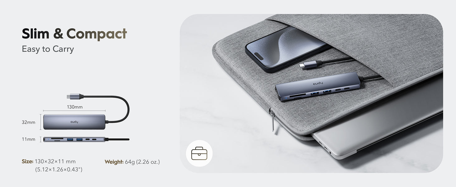 רכזת 7 ב-1 USB-C UH407 עם חיבור HDMI וקורא כרטיסים SD\TF מבית Cudy