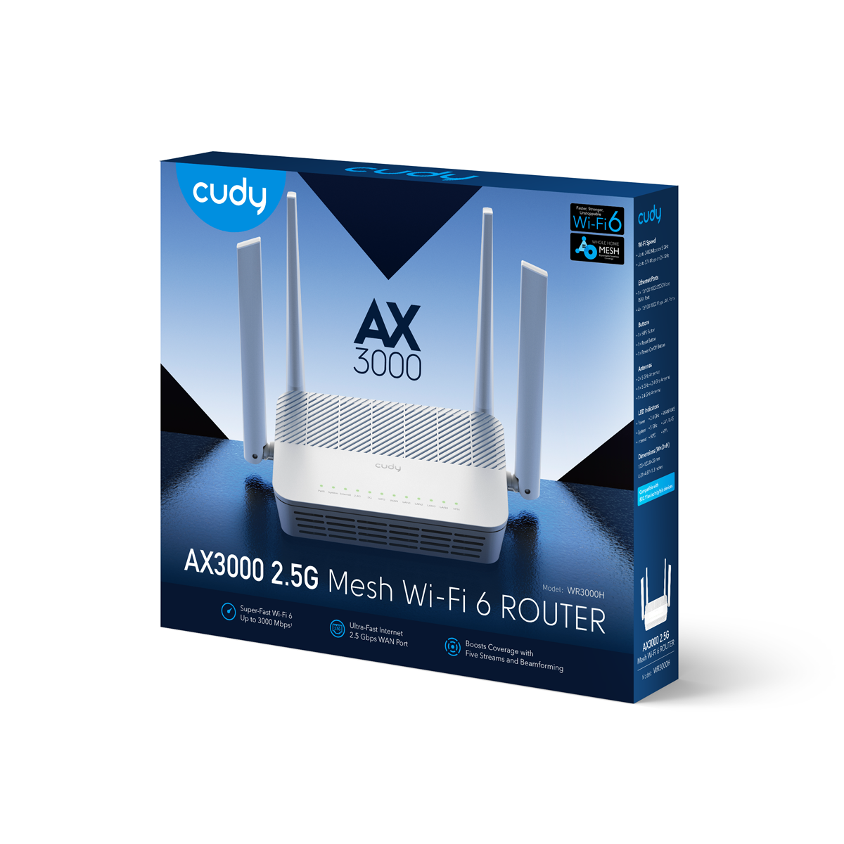 Cusy Router AX3000 2.5G Mesh Wi-Fi 6 Router, WR3000H 1.0 – Cudy