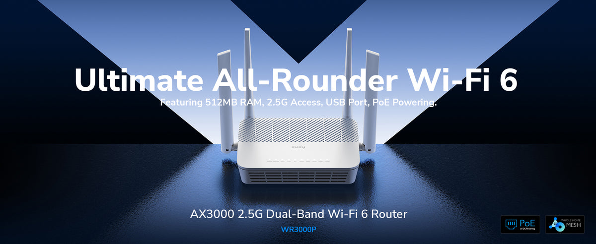 Wr6xb1 Router AX3000 2.5G Mesh Wi-Fi 6 PoE Router, WR3000P 1.0 – Cudy