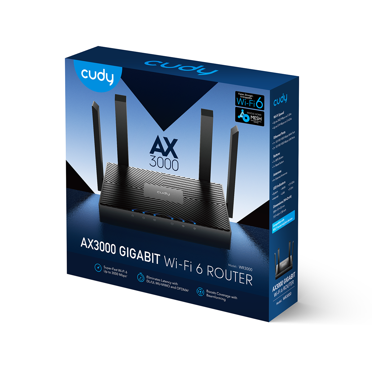 AX3000 Gigabit Mesh Wi-Fi 6 Router, WR3000 1.0 – Cudy