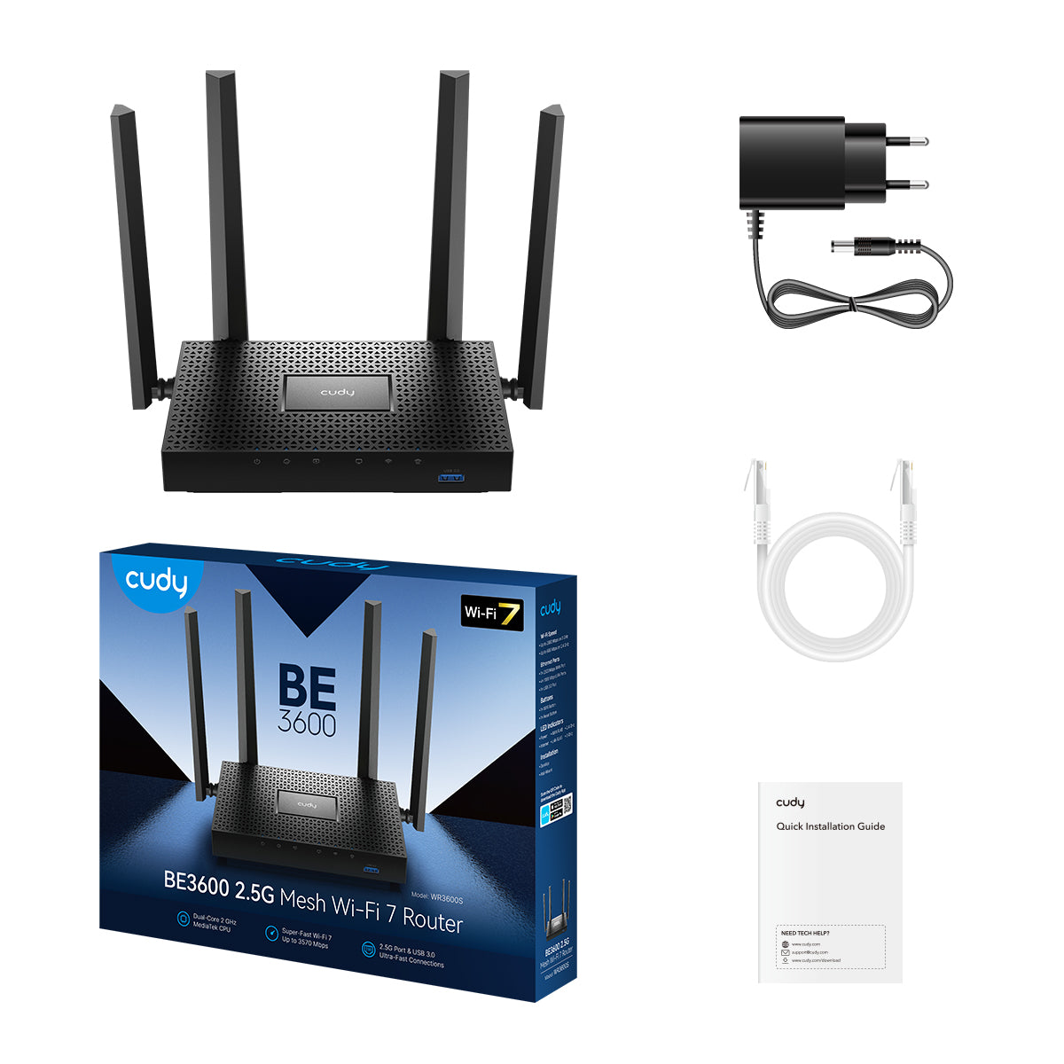 BE3600 2.5G Mesh Wi-Fi 7 Router with USB, WR3600S 1.0