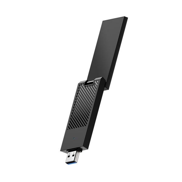 Adaptador Cudy WU5400 AX5400 USB WiFi 6E con antena desplegada