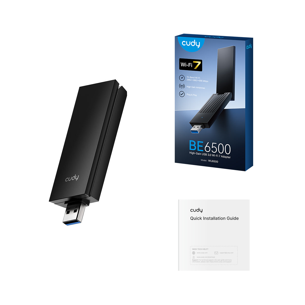 BE6500 High-Gain USB 3.0 Wi-Fi 7 Adapter, WU6500 1.0 – Cudy