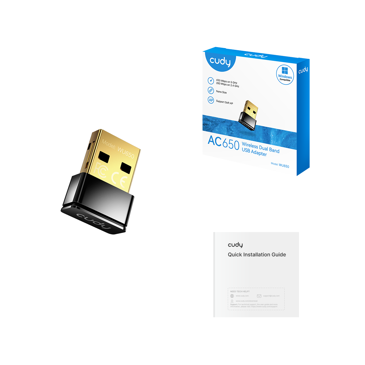 ADAPTADOR DE RED USB CUDY AC650 WU650