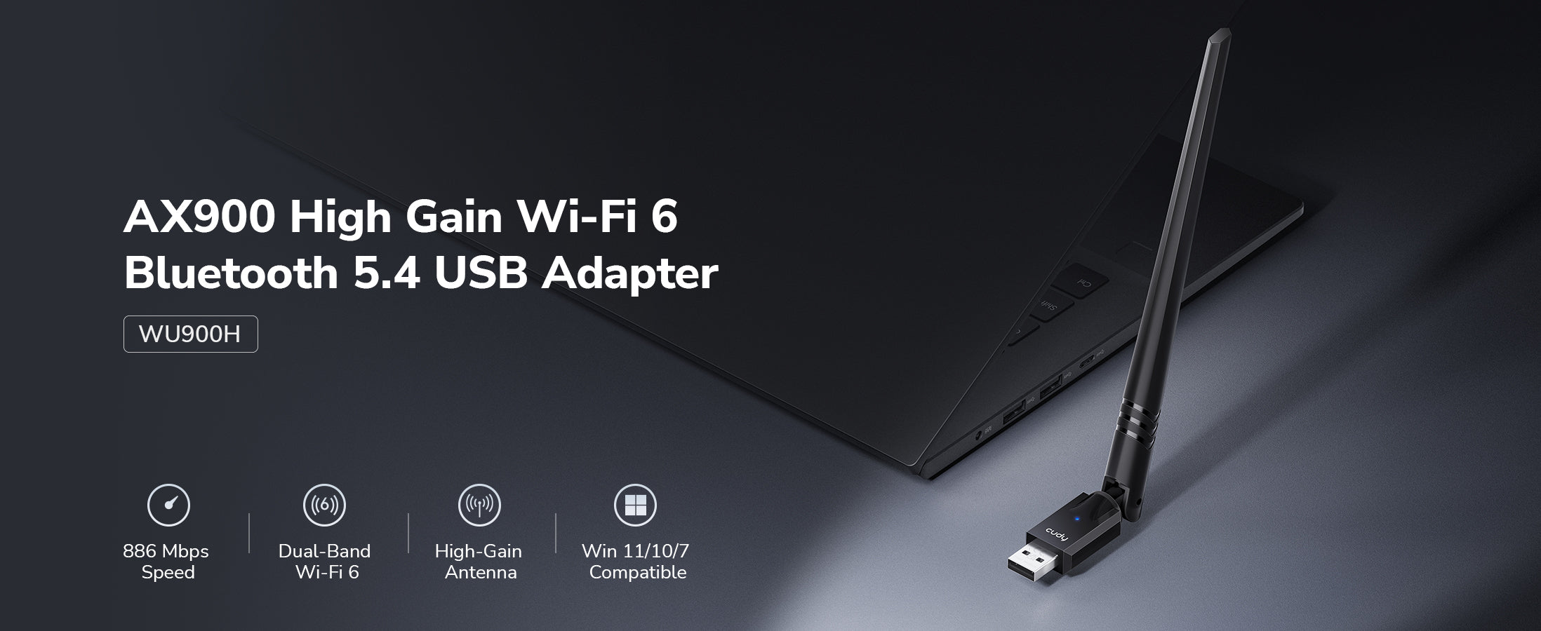 AX900 High Gain Wi-Fi 6 Bluetooth 5.4 USB Adapter, WU900H 1.0 – Cudy