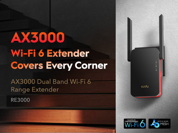 AX3000 Mesh Wi-Fi 6 Range Extender, RE3000 1.0 – Cudy