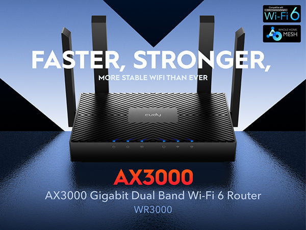 AX3000 Gigabit Mesh Wi-Fi 6 Router, WR3000 1.0 – Cudy